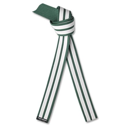 Martial Arts Dark Green Rank Belt with Double White Stripes
