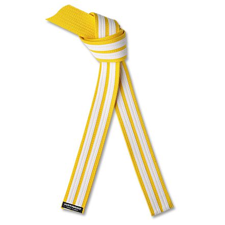 Martial Arts Yellow Rank Belt with Double White Stripes
