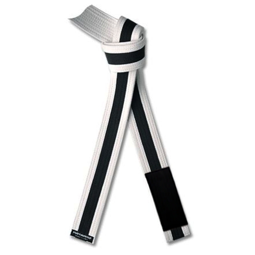Jujitsu BJJ White Rank Belt with Black Stripe