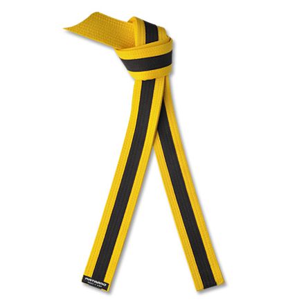 Martial Arts Yellow Rank Belt with Black Stripe