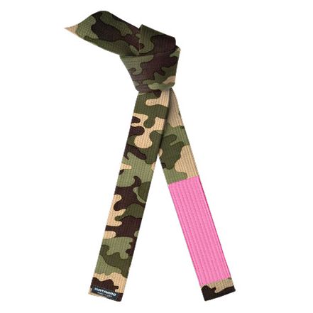 Breast Cancer Jujitsu BJJ Camouflage Rank Belt with Pink Sleeve