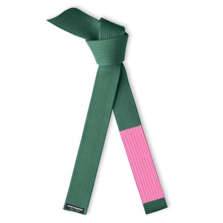 Breast Cancer Jujitsu BJJ Dark Green Rank Belt with Pink Sleeve