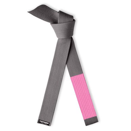 Breast Cancer Jujitsu BJJ Gray Rank Belt with Pink Sleeve