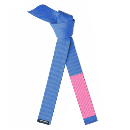 Breast Cancer Jujitsu BJJ Light Blue Rank Belt with Pink Sleeve