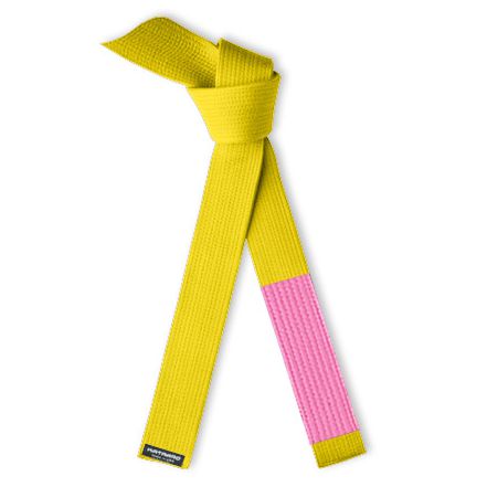 Breast Cancer Jujitsu BJJ Yellow Rank Belt with Pink Sleeve