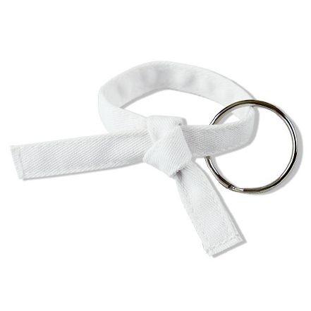 Six Sigma Rank Belt Key Chain Tied - White