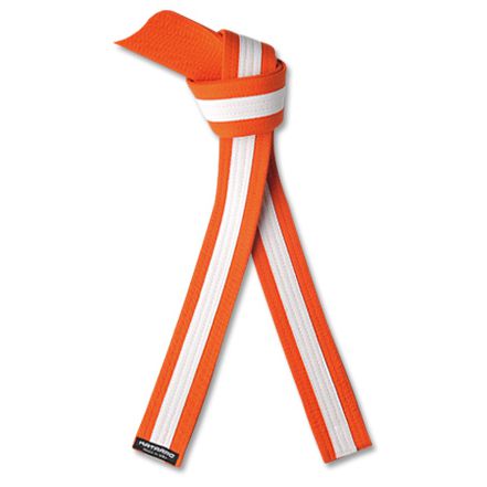 Martial Arts Orange Rank Belt with White Stripe