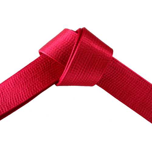 Deluxe Red Satin Martial Arts Belt Tied