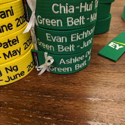 Embroidered Six Sigma Green Belts and Yellow Belts