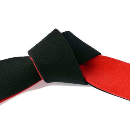 Deluxe Specialty Martial Arts Red Black Master Belt Tied