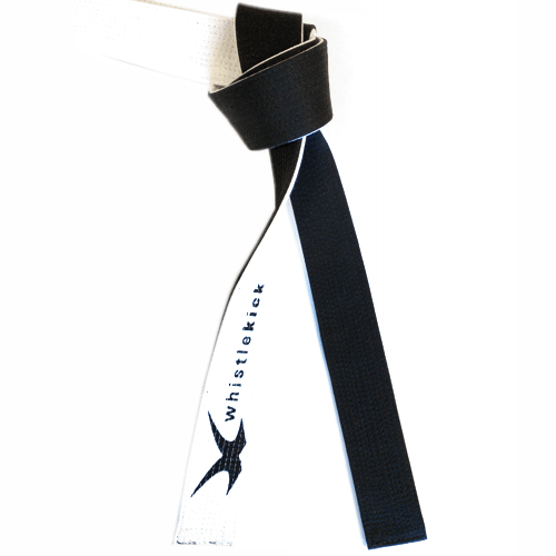 Deluxe Martial Arts WhistleKick Master White Black Belt Back