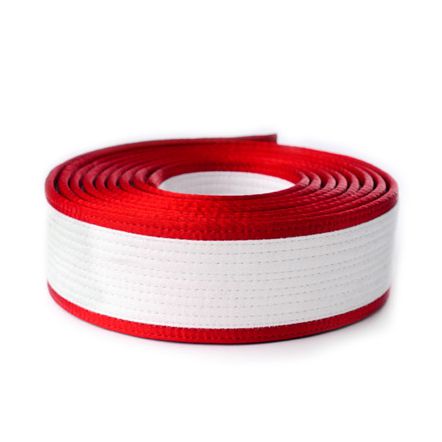 Deluxe Master White Red Satin Border Belt Rolled