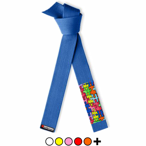 Deluxe Autism Awareness Jujitsu BJJ Rank Belt - Puzzle Sleeve - All Colors