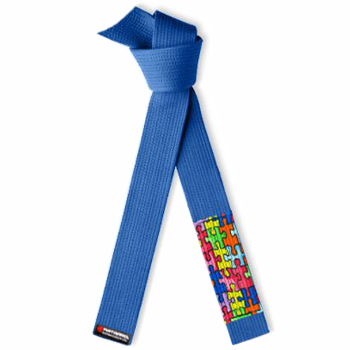 Autism Awareness Puzzle Jujitsu Blue BJJ Rank Belt - Puzzle Sleeve