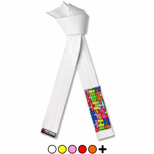 Jujitsu Autism Awareness Martial Arts Rank Belt with Puzzel Sleeve - All Colors