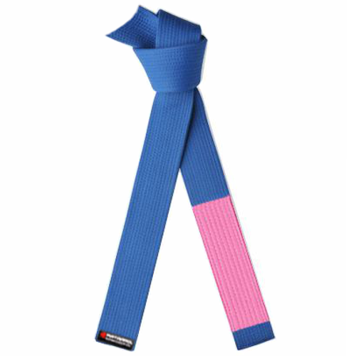 Breast Cancer Deluxe Jujitsu Blue Rank Belt with Pink Sleeve