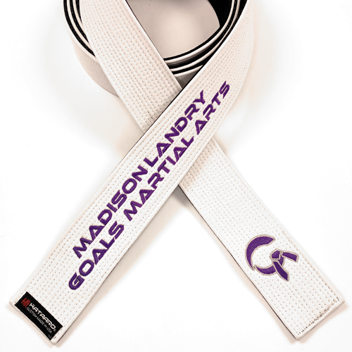 White and Black Martial Arts Master Belt - Goals Embroidery