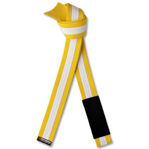 Jujitsu BJJ Yellow Rank Belt with White Stripe