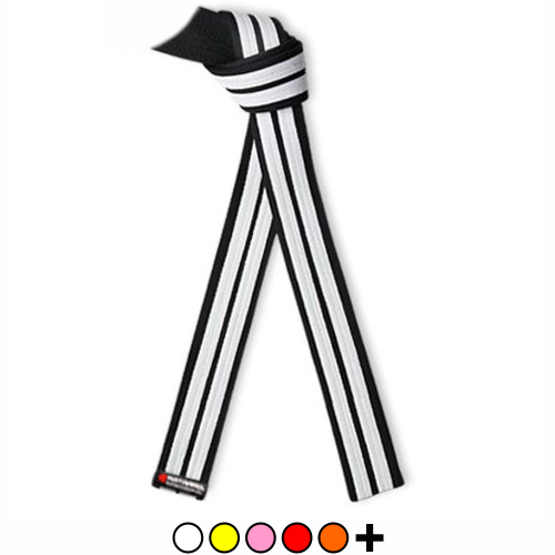 Martial Arts Rank Belt with Double White Stripes - All Colors