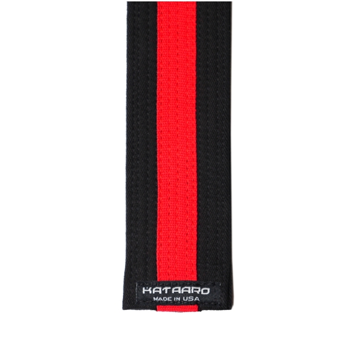 Deluxe Martial Arts Black Belt with Red Stripe End Detail