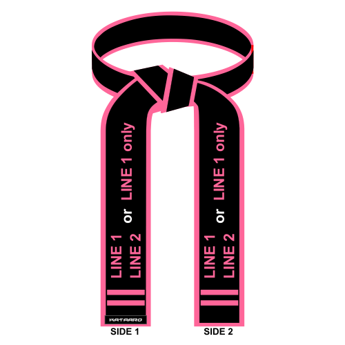 Embroidered Breast Cancer Awareness Martial Arts Pink Border Black Belt