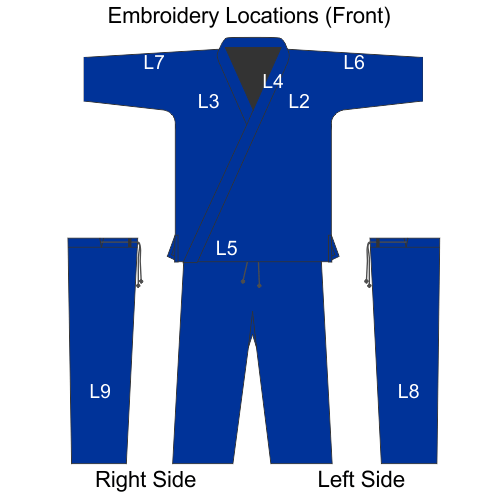 Embroidered Blue Aluna Brazilian Jujitsu Uniform Graphic - Front