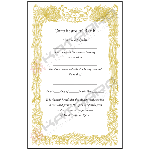 Gold Basic Martial Arts Certificate - Korean Portrait