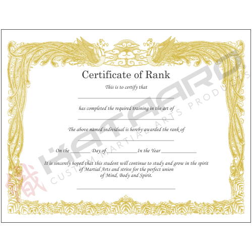 Gold Basic Martial Arts Certificate - English