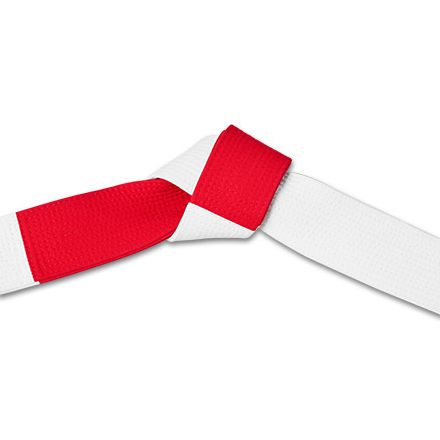 Deluxe Martial Arts Panel Belt Red White Tied