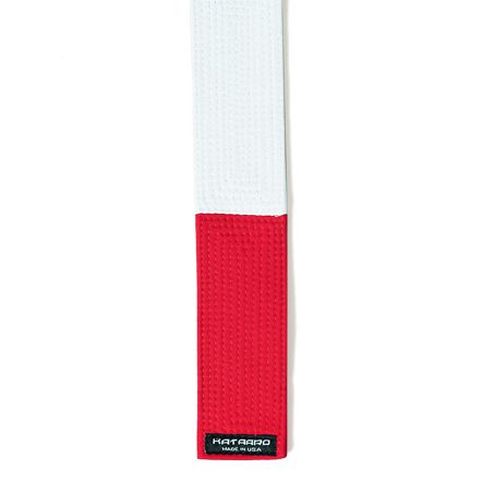 BJJ Jujitsu Red White Panel Coral Belt End
