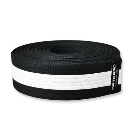 Deluxe Martial Arts Black Belt with White Stripe Rolled