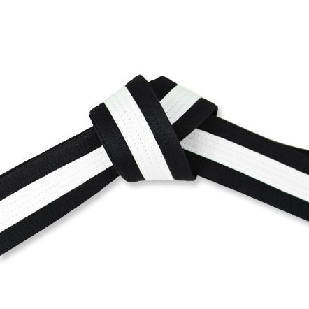 Deluxe Martial Arts Black Belt with White Stripe Tied