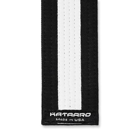 Deluxe Martial Arts Black Belt with White Stripe End Detail