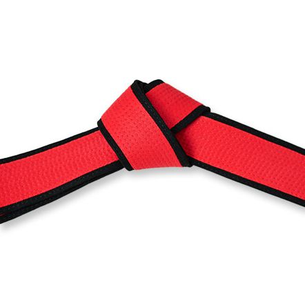 Deluxe Martial Arts Red Belt Black Border Tied