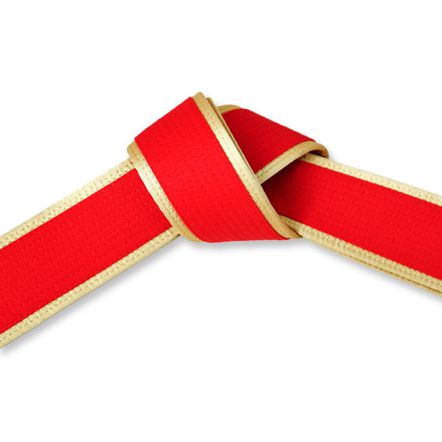 Martial Arts Grand Master Red Belt with Gold Border Tied