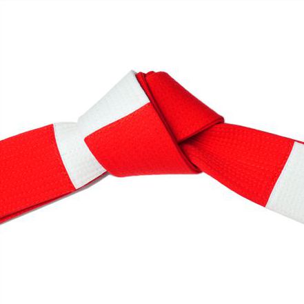 Martial Arts Kyoshi Master Belt White with Red Ends Tied