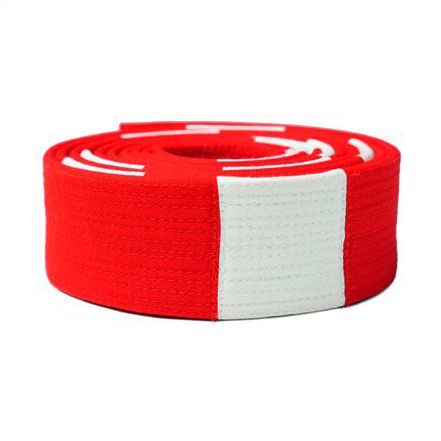 Kyokushin Master Panel Belt White Square Red Ends Rolled