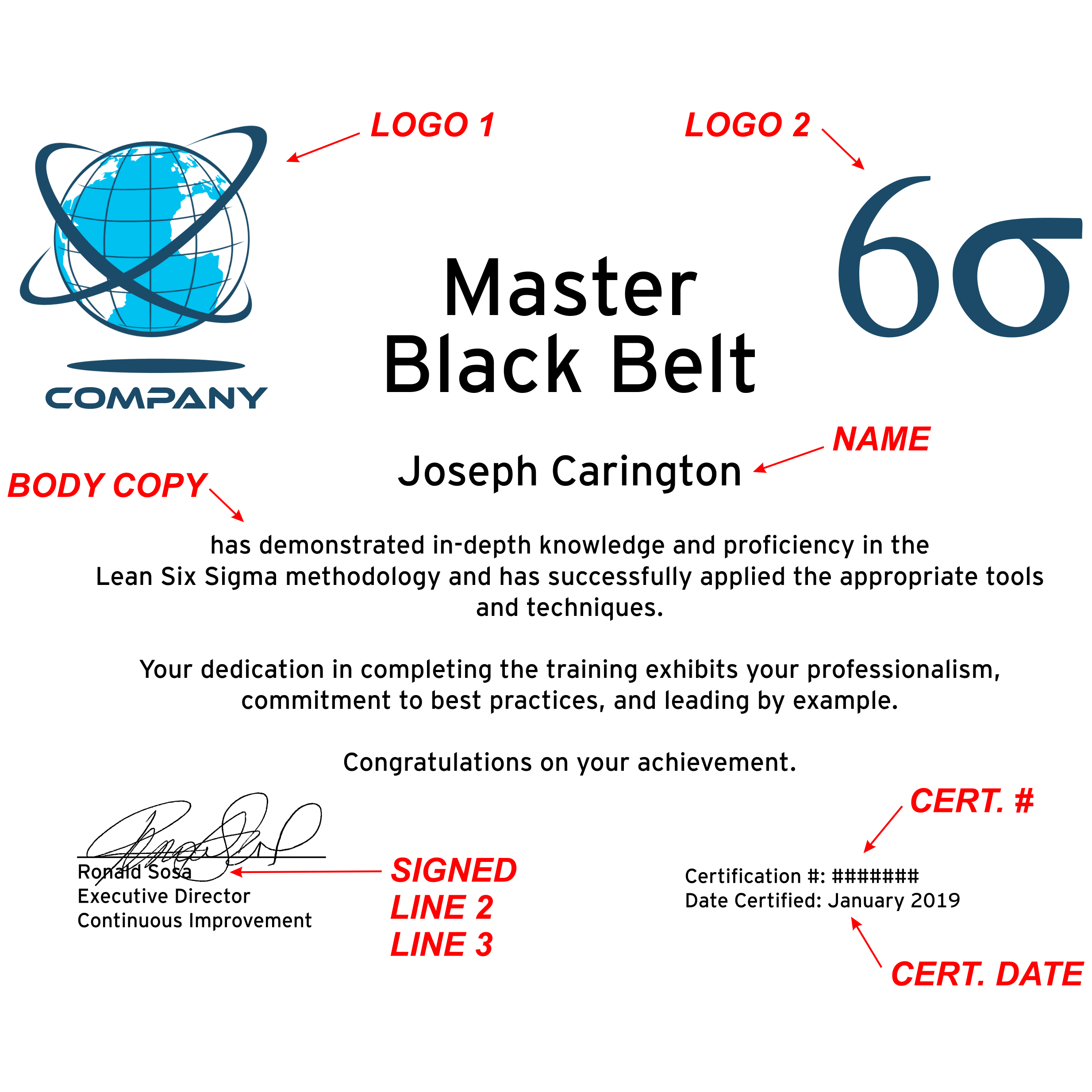 Six Sigma Master Black Belt Certificate Details