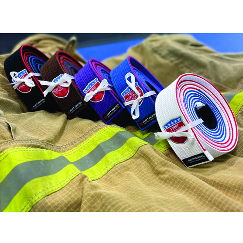 First Responders Foundation JiuJitsu Belt Photo on Firefighter Coat