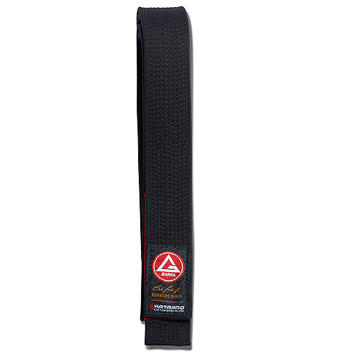 Gracie Barra x Kataaro Jiujitsu Black Belt Folded showing collaboration label