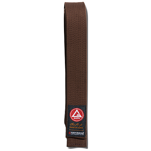 Gracie Barra x Kataaro Jiujitsu Brown Belt Folded showing collaboration label