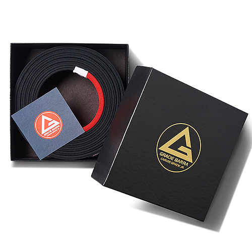 Gracie Barra x Kataaro Instructor Jiujitsu Black Belt Bundle, including rolled belt, authentication card, and gift box