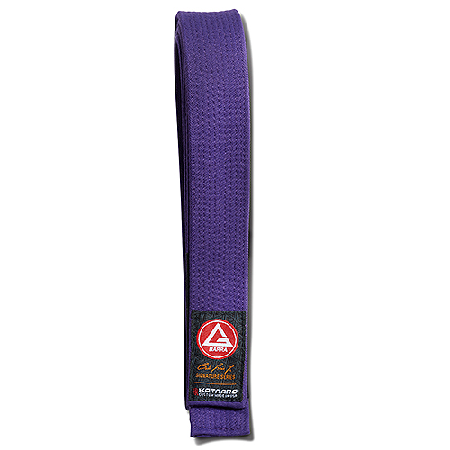 Gracie Barra x Kataaro Jiujitsu Purple Belt Folded showing collaboration label