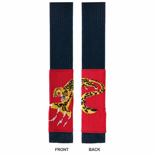 Embroidered Inner Beast Black BJJ Belt with Leopard
