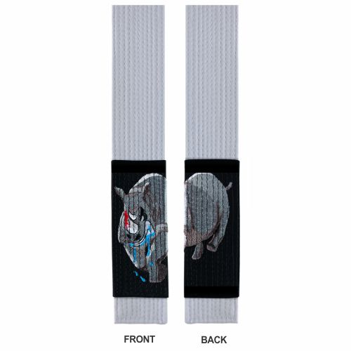 Embroidered Inner Beast White BJJ Belt with Rhino