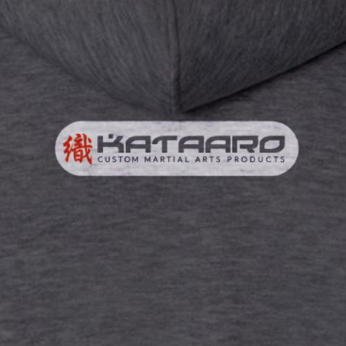 Close-Up of Kataaro Capsule Design Logo Design on Back of Shadow Seal Kataaro Charcoal Heather Hoodie