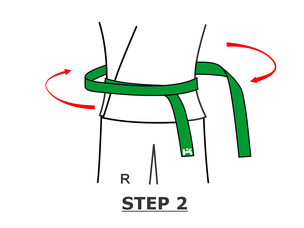 Step 2 - wrap karate belt a second time around your body