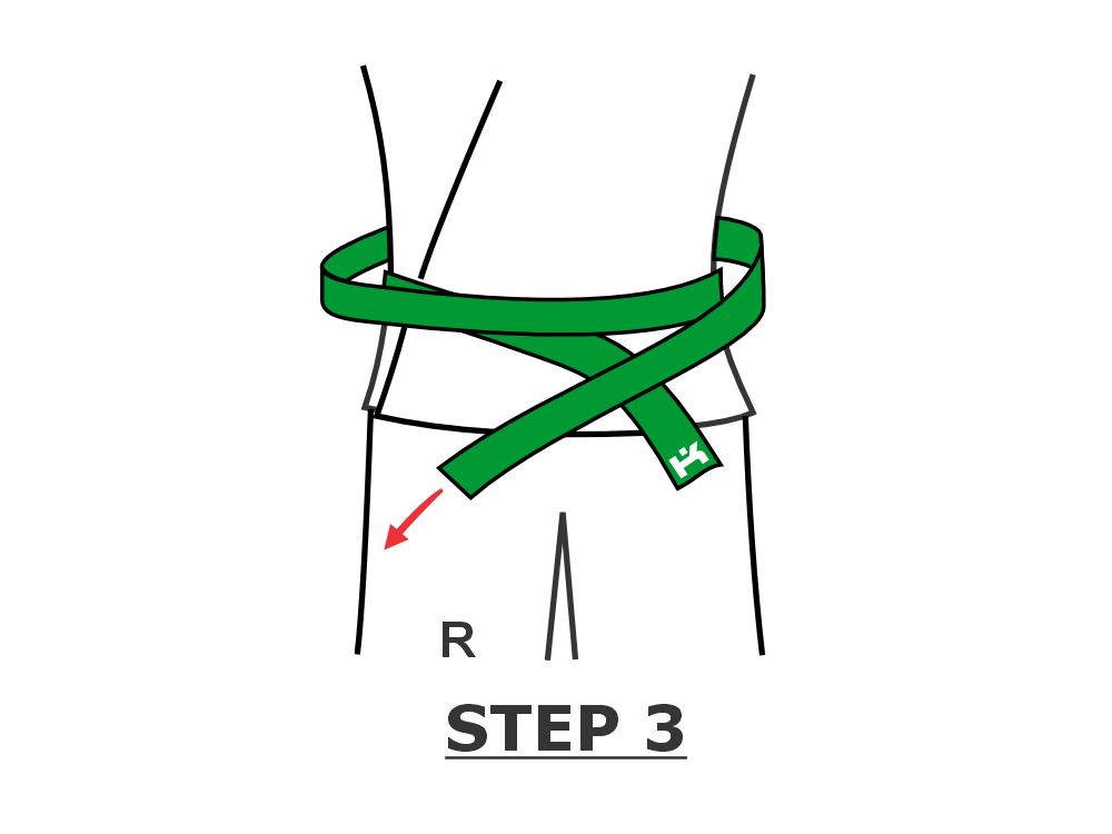 Step 3 - cross the belt in front in X shape