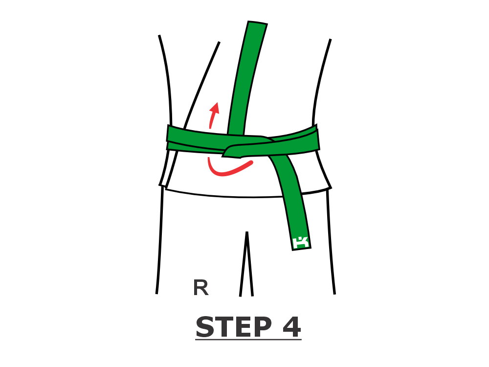Step 4 - tuck belt under both layers and up