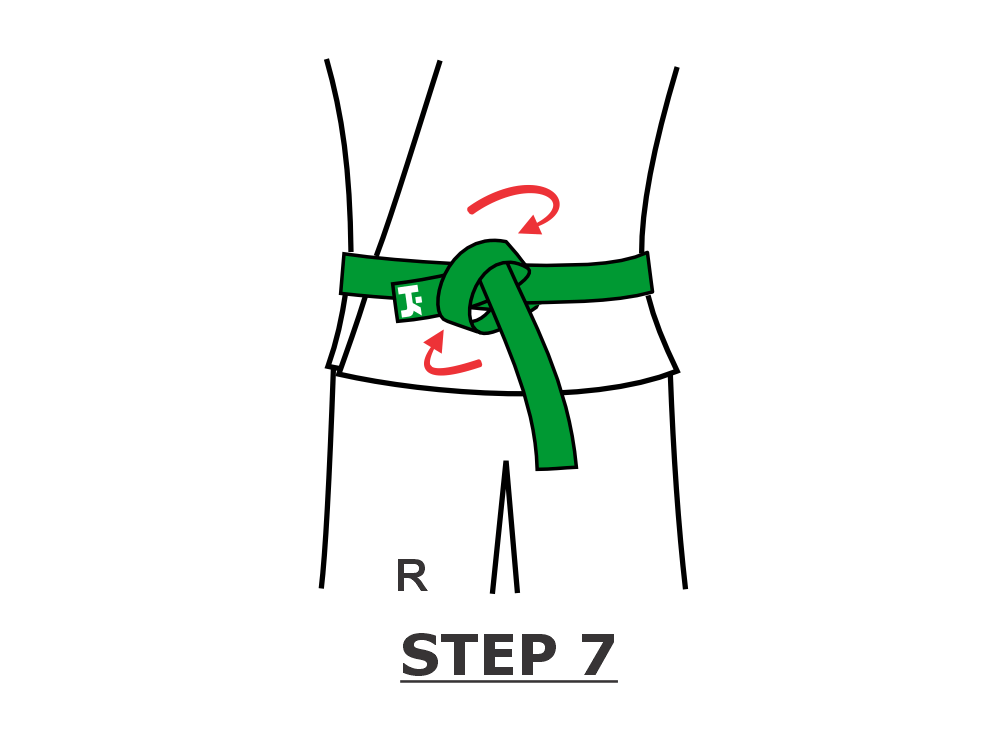 Step 7 - loop label end around and through knot